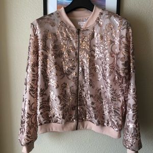 xhilaration sequin bomber jacket